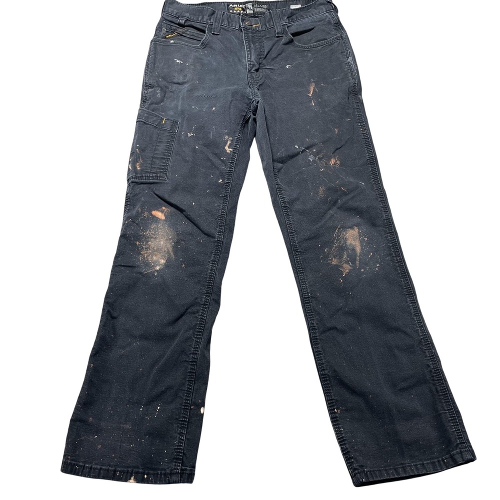 Ariat Rebar M4 Relaxed Straight Jeans Mens 29x30 Black Work Carpenter Denim